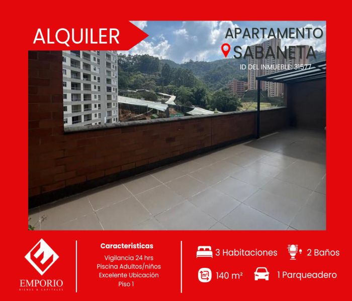 Apartamento en venta Antioquia Sabaneta Sabaneta 140 m2 Habitaciones 3 Baños 2 Garajes 1 Precio $680000000