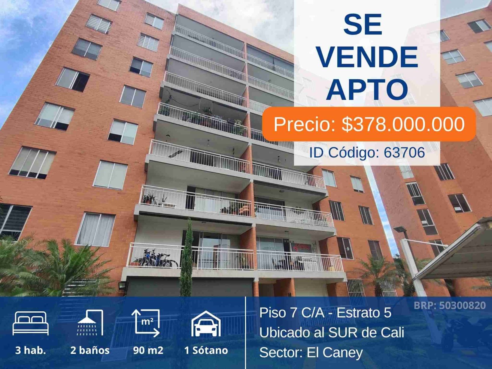 Apartamento en venta Valle Del Cauca Cali Caney 90 m2 Habitaciones 3 Baños 2 Garajes 1 Precio $378000000
