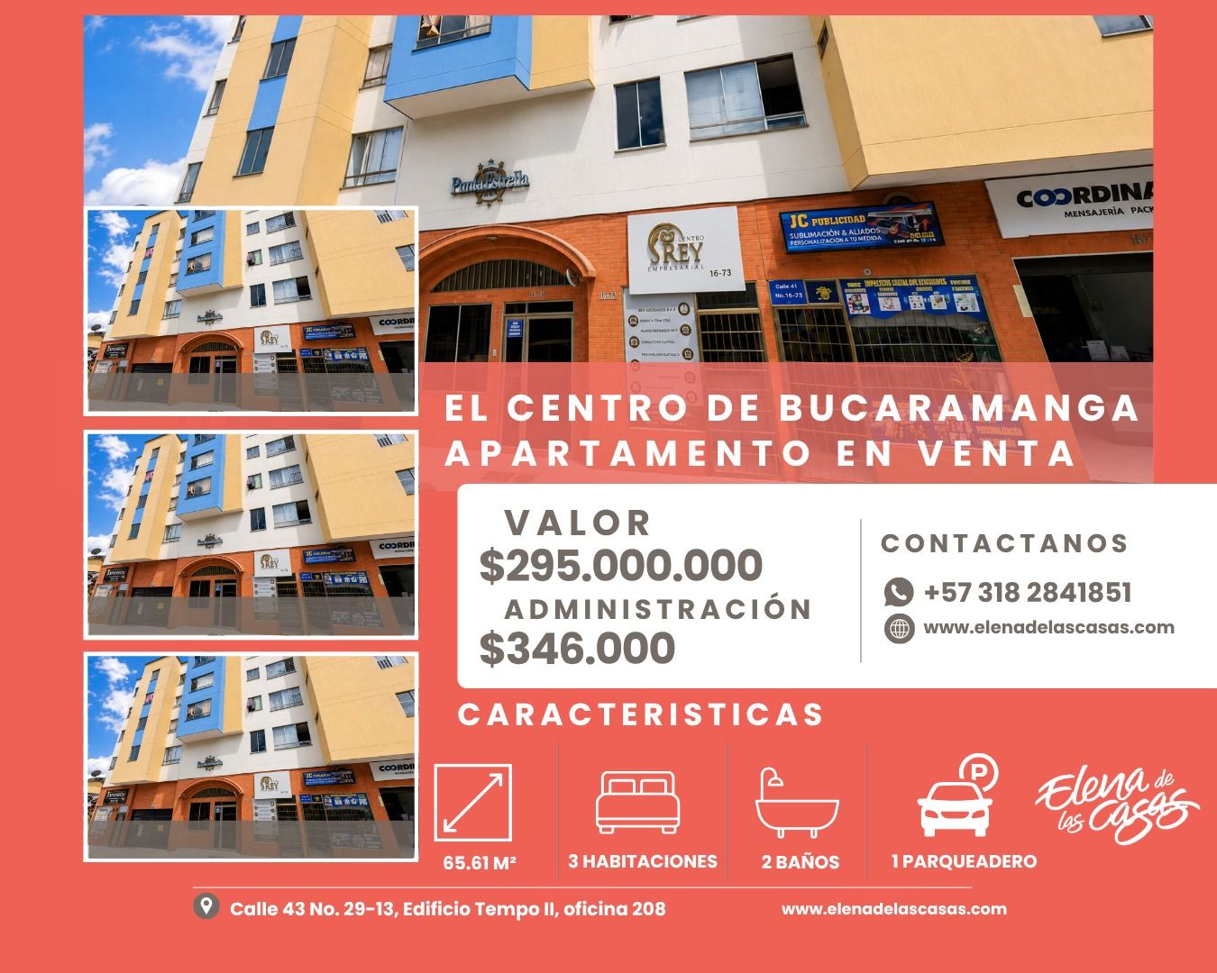 Apartamento en venta Santander Bucaramanga Centro 65 m2 Habitaciones 3 Baños 2 Garajes 1 Precio $295000000