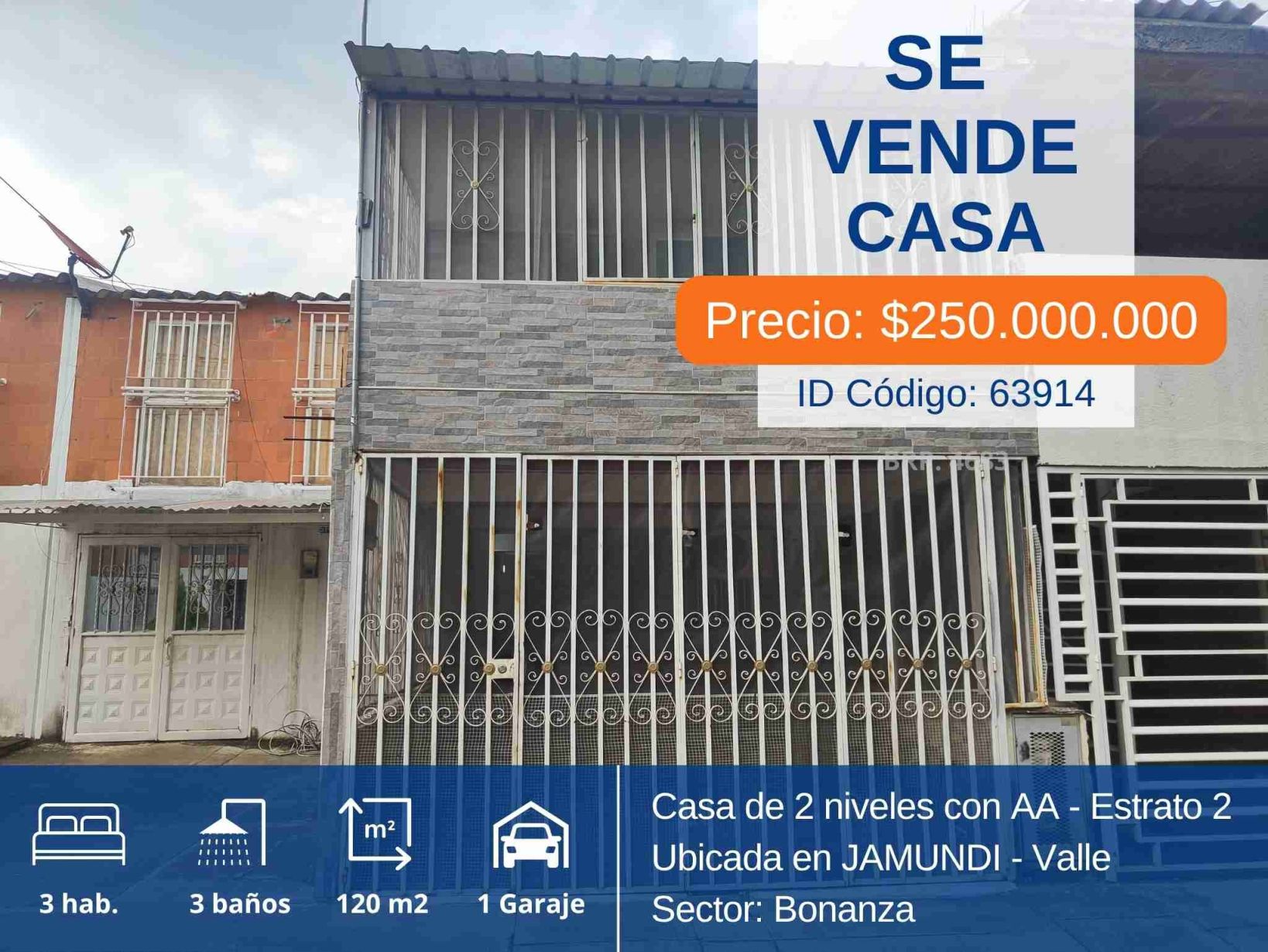 Casa en venta Valle Del Cauca Jamundí Cd Las Flores 120 m2 Habitaciones 3 Baños 3 Garajes 1 Precio $250000000