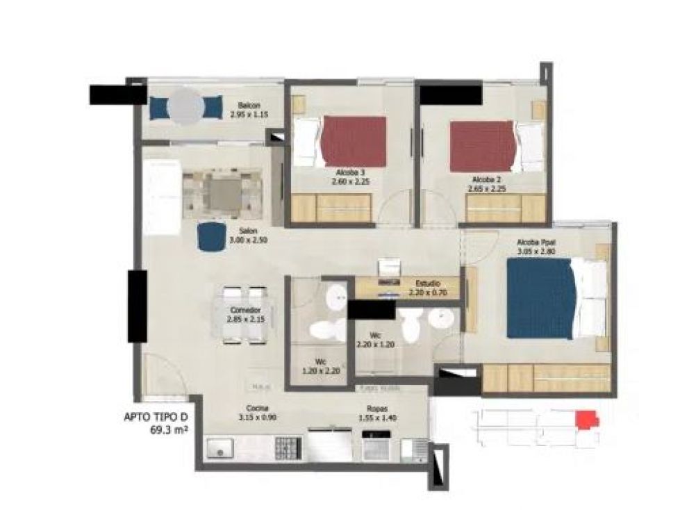 Apartamento en venta Antioquia La Estrella Ancón San Martín 69 m2 Habitaciones 3 Baños 2 Garajes 1 Precio $510000000