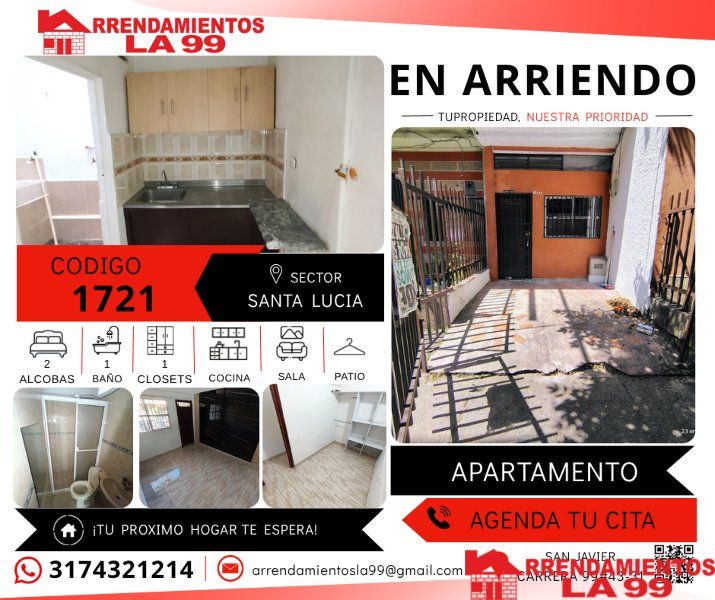 Apartamento en arriendo Antioquia Medellín Santa Lucia 42 m2 Habitaciones 2 Baños 1 Garajes 0 Precio $1500000