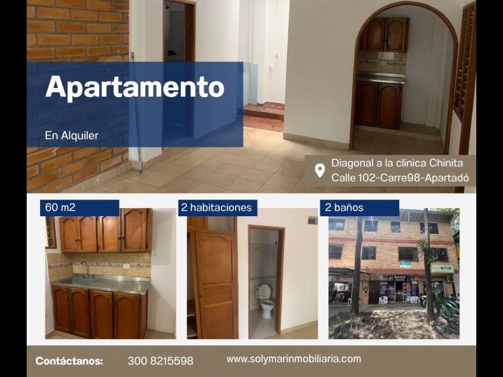 Apartamento en arriendo Antioquia Apartadó La Chinita 60 m2 Habitaciones 2 Baños 2 Garajes 0 Precio $1200000