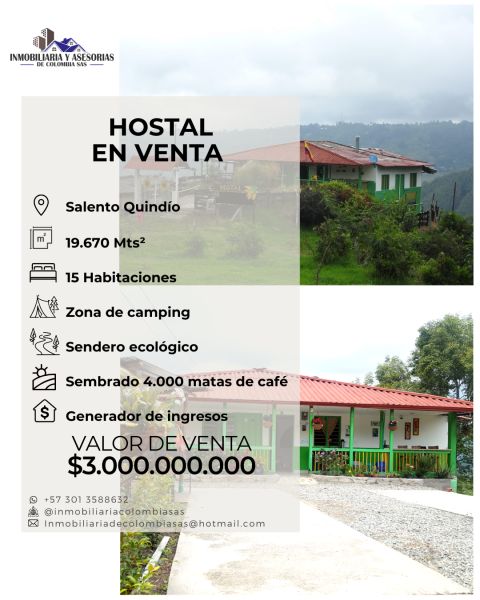 Edificio en venta Quindío Salento Salento 0 m2 Habitaciones 15 Baños 10 Garajes 10 Precio $3000000000