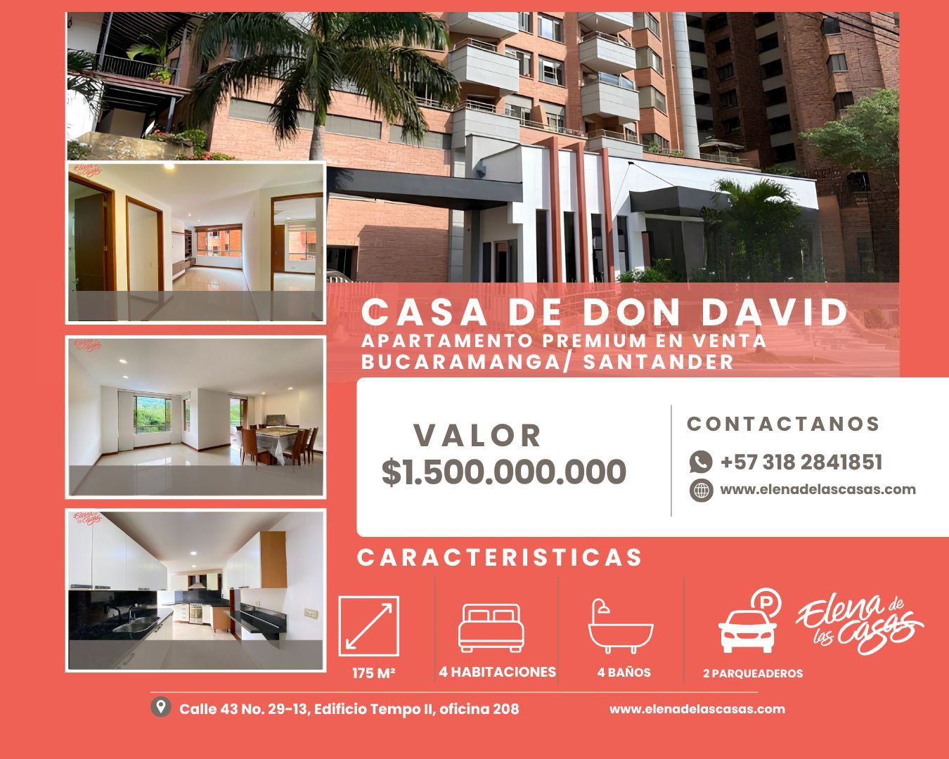 Apartamento en venta Santander Bucaramanga Cabecera Del Llano 172 m2 Habitaciones 4 Baños 4 Garajes 2 Precio $1500000000