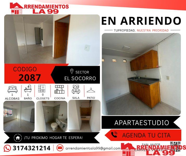 Apartaestudio en arriendo Antioquia Medellín Antonio Nariño 35 m2 Habitaciones 1 Baños 1 Garajes 0 Precio $1000000