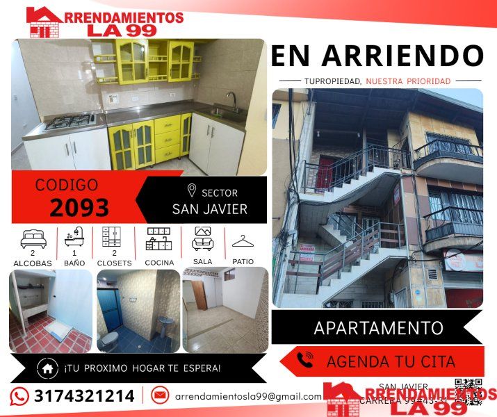 Apartamento en arriendo Antioquia Medellín Blanquizal 95 m2 Habitaciones 2 Baños 1 Garajes 0 Precio $2400000