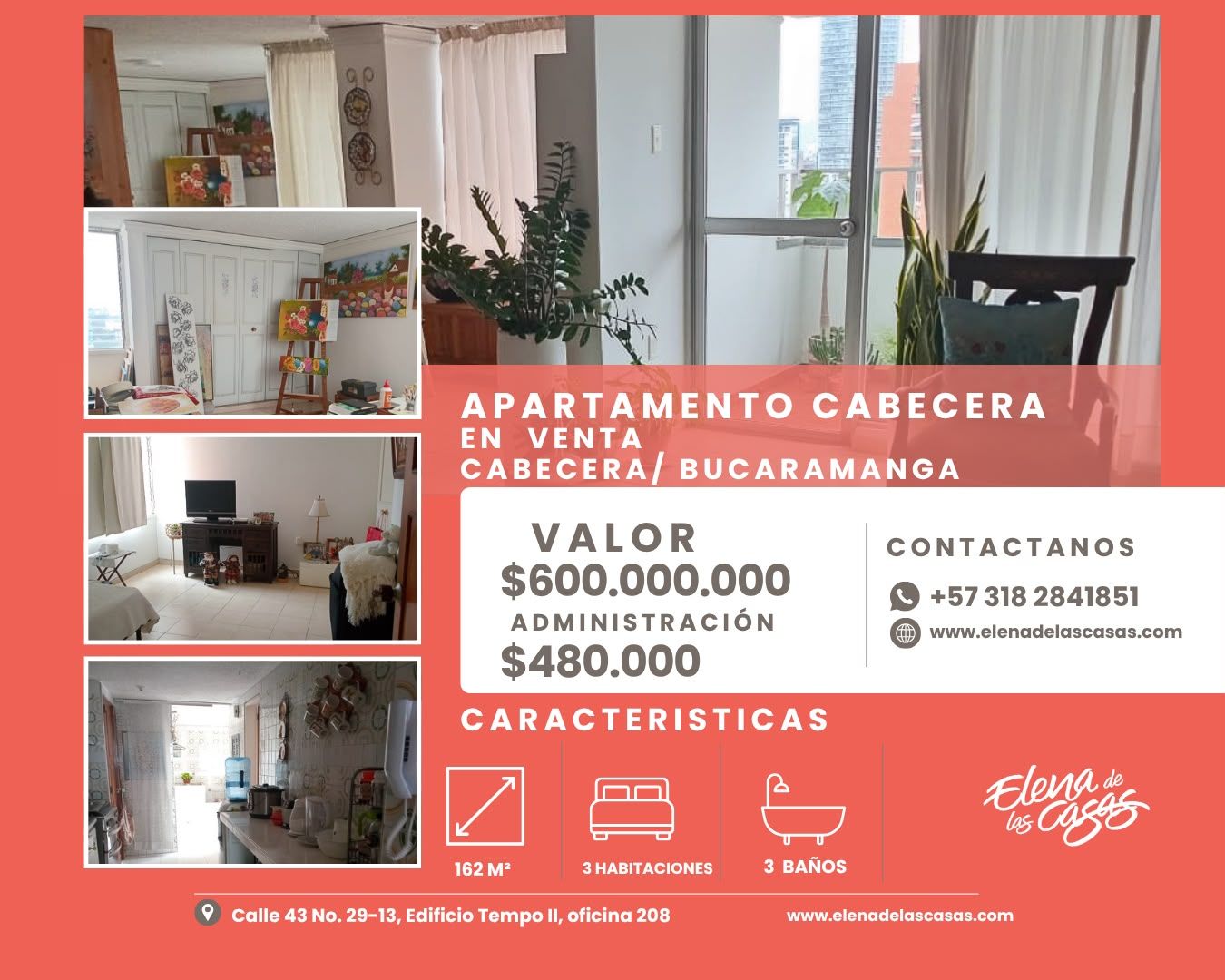 Apartamento en venta Santander Bucaramanga Cabecera Del Llano 162 m2 Habitaciones 4 Baños 3 Garajes 0 Precio $600000000
