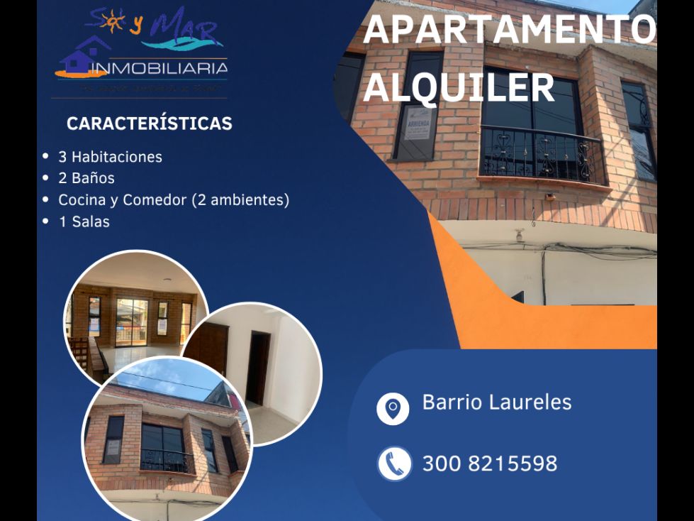 Apartamento en arriendo Antioquia Apartadó Laureles 84 m2 Habitaciones 3 Baños 2 Garajes 0 Precio $1300000