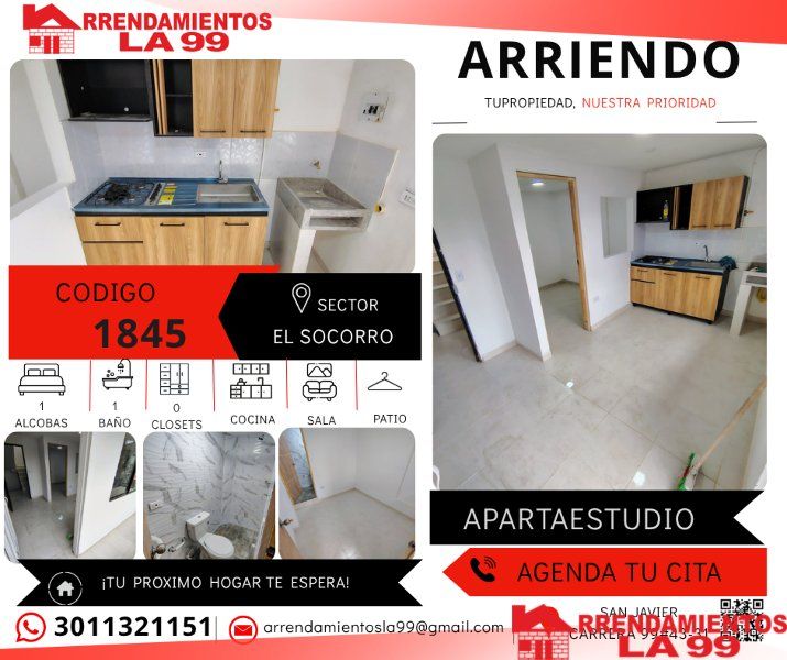 Apartamento en arriendo Antioquia Medellín El Socorro 35 m2 Habitaciones 1 Baños 1 Garajes 0 Precio $950000