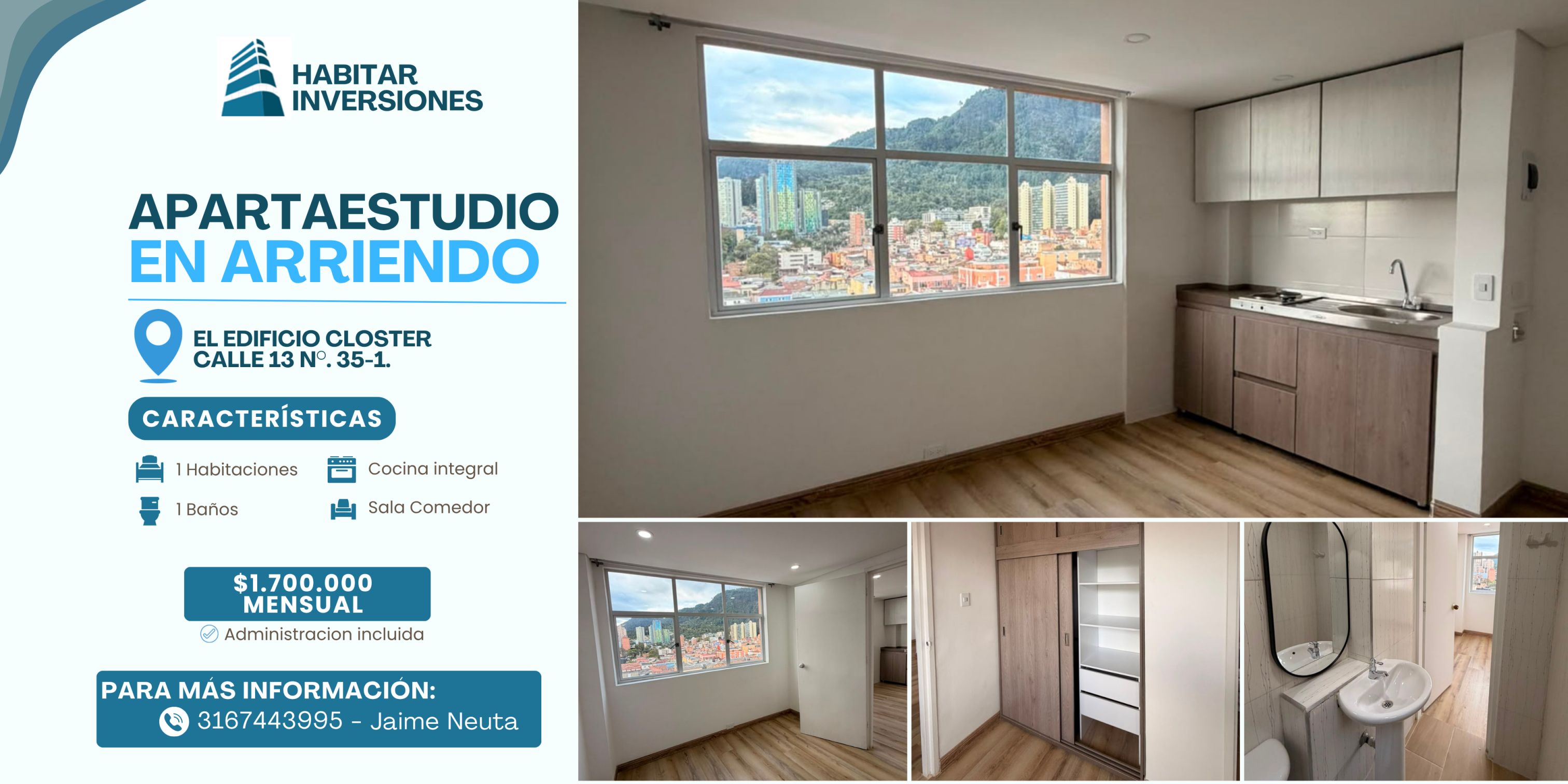 Apartamento en arriendo Cundinamarca Bogotá Pensilvania 29 m2 Habitaciones 1 Baños 1 Garajes 0 Precio $1700000
