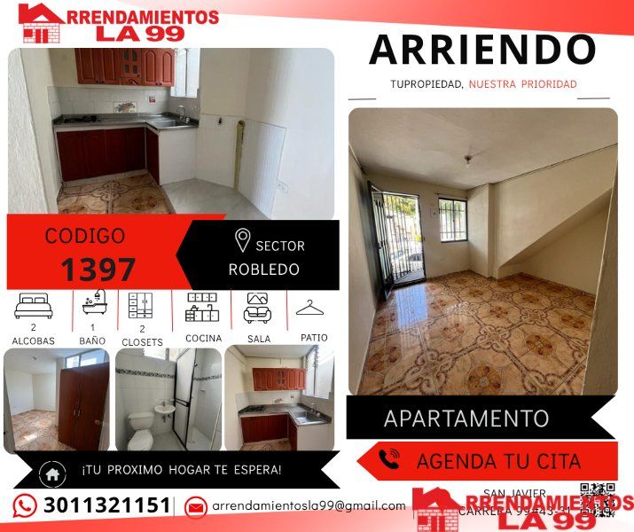 Apartamento en arriendo Antioquia Medellín Palenque 56 m2 Habitaciones 2 Baños 1 Garajes 0 Precio $1450000