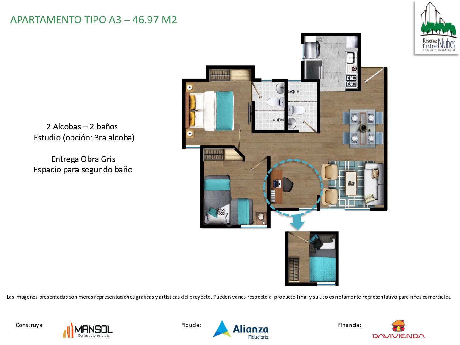 Proyectos Vivienda Nueva Reserva Entre Nubes Etapa 2 Apartamento en venta Cundinamarca Bogotá La Victoria 1 46 m2 Habitaciones 2 Baños 2 Garajes 0 Precio $230000000