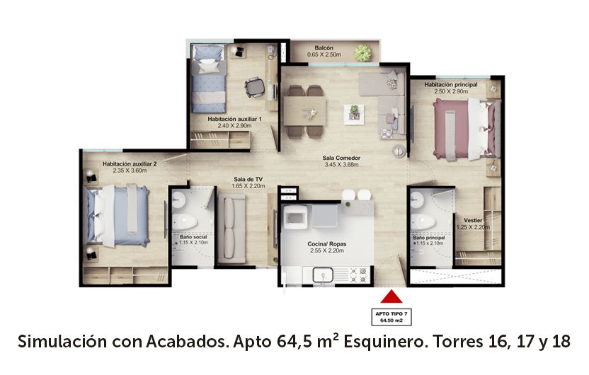 Comprar Exterior Reserva De Cajica Apartamento en venta Cundinamarca Cajicá Centro 64 m2 Habitaciones 3 Baños 2 Garajes 1 Precio $329499900