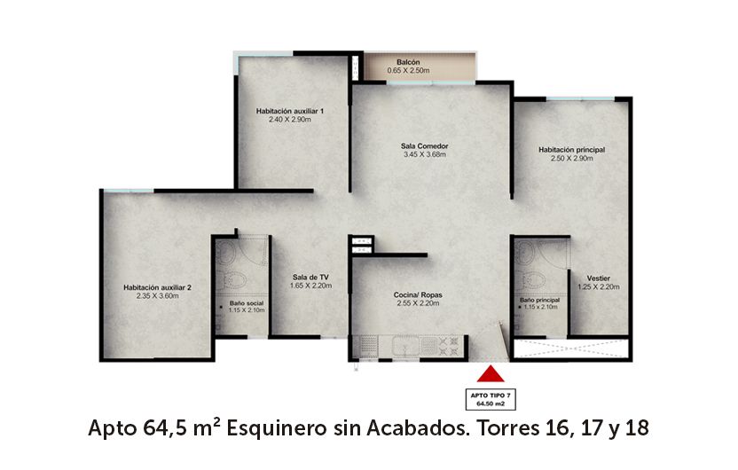 en undefined Undefined Undefined Undefined 64 m2 Habitaciones 3 Baños 2 Garajes 1 Precio $329499900