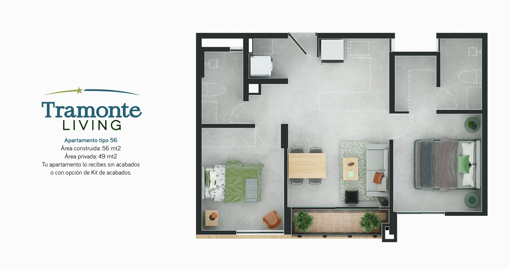 Proyectos Sobre Planos Tramonte Living Apartamento en venta Cundinamarca Bogotá San José De Bavaria 56 m2 Habitaciones 2 Baños 2 Garajes 1 Precio $384000000
