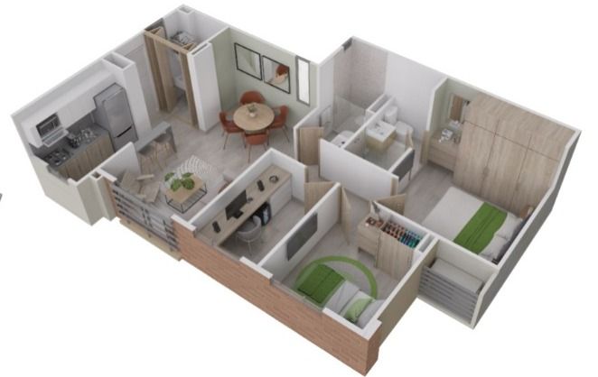  en undefined Undefined Undefined Undefined 44 m2 Habitaciones 2 Baños 2 Precio $202140000