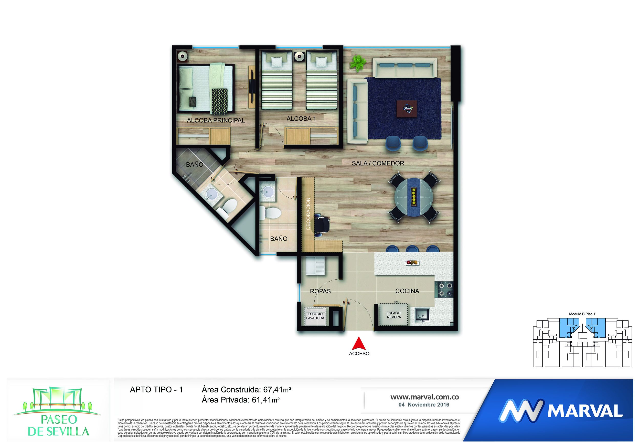 Proyectos Vivienda Nueva Paseo De Sevilla Apartamento en venta Cundinamarca Bogotá Castilla 67 m2 Habitaciones 3 Baños 2 Garajes 1 Precio $417816000