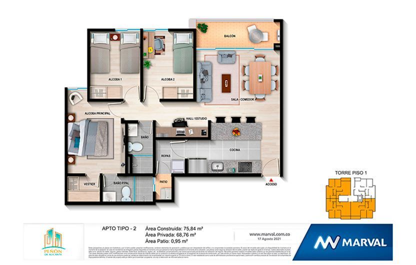 Proyectos Vivienda Nueva Peñón De Alicante Apartamento en venta Cundinamarca Bogotá Castilla 75 m2 Habitaciones 3 Baños 2 Garajes 1 Precio $409465000