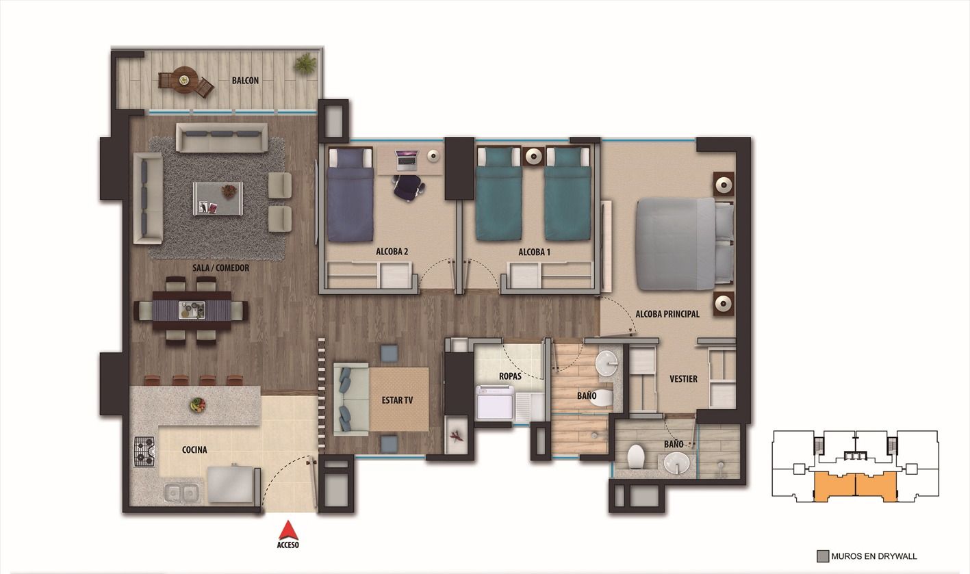 Proyectos Entrega Inmediata Provenza Prestige Apartamento en venta Cundinamarca Bogotá Córdoba 99 m2 Habitaciones 3 Baños 2 Garajes 0 Precio $1091779000