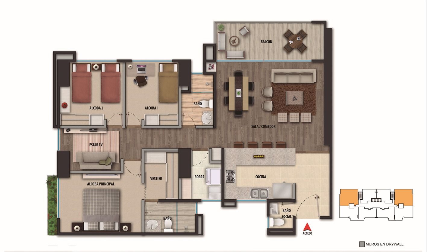 Proyectos Entrega Inmediata Provenza Prestige Apartamento en venta Cundinamarca Bogotá Córdoba 119 m2 Habitaciones 3 Baños 3 Garajes 0 Precio $1145904000