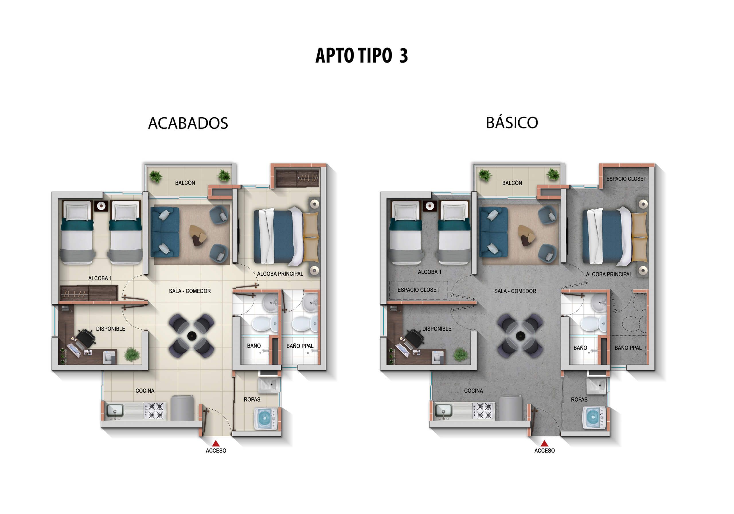 Proyectos Vivienda Nueva Azafrán Ciudad Tierrabuena Apartamento en venta Santander Bucaramanga Piedecuesta 41 m2 Habitaciones 2 Baños 2 Garajes 1 Precio $237010000