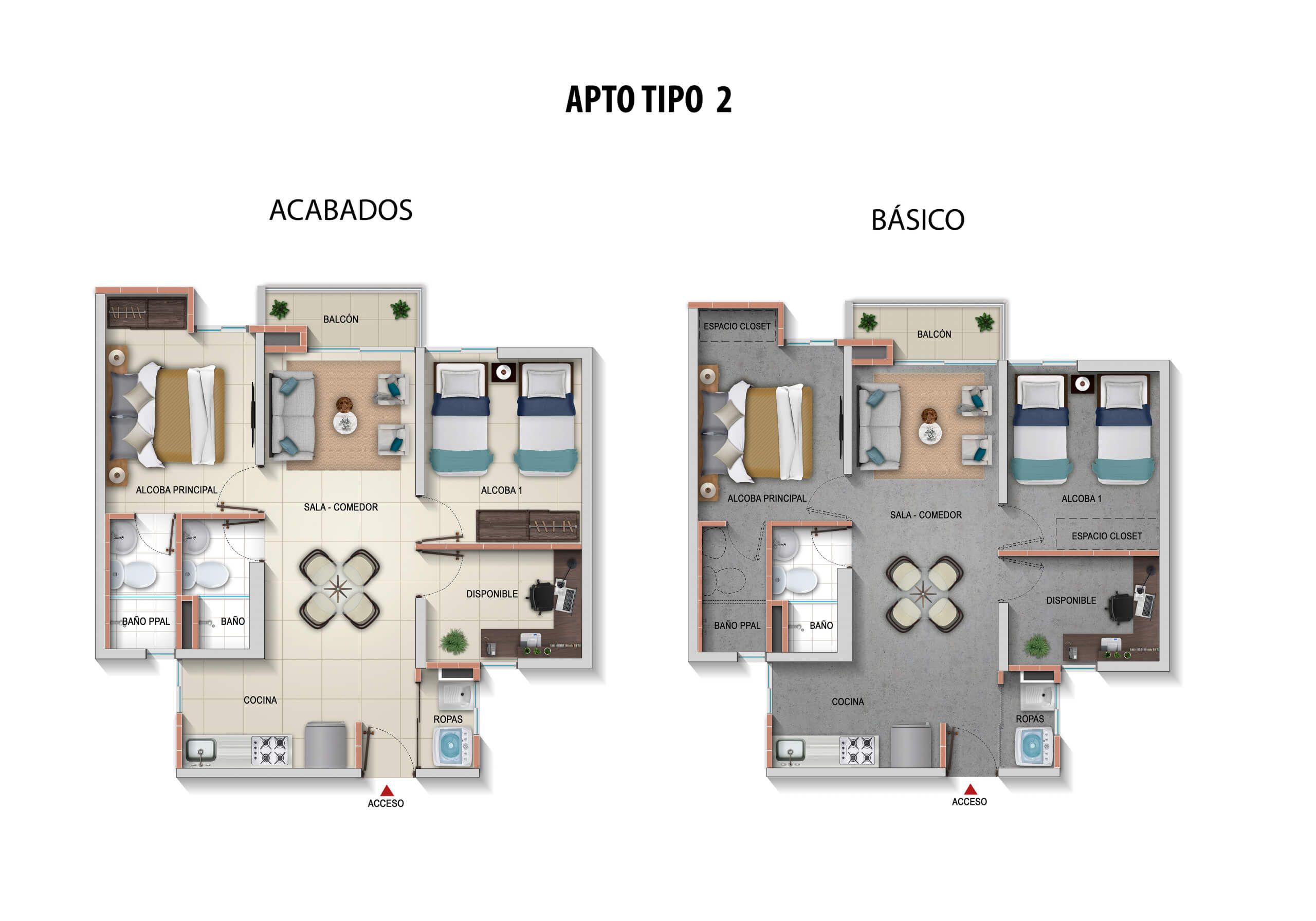 Proyectos Vivienda Nueva Azafrán Ciudad Tierrabuena Apartamento en venta Santander Bucaramanga Piedecuesta 41 m2 Habitaciones 2 Baños 2 Garajes 1 Precio $253600000