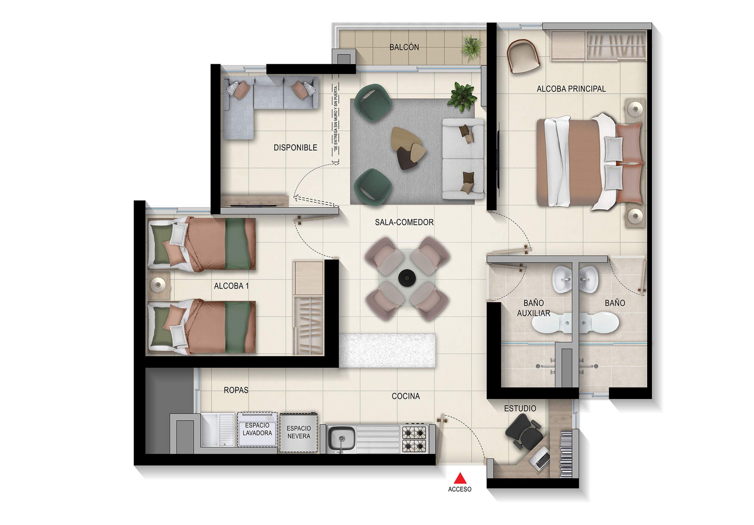 Proyectos Vivienda Nueva Parque Oriente Aurora Apartamento en venta Santander Bucaramanga Floridablanca 62 m2 Habitaciones 2 Baños 2 Garajes 1 Precio $237010000