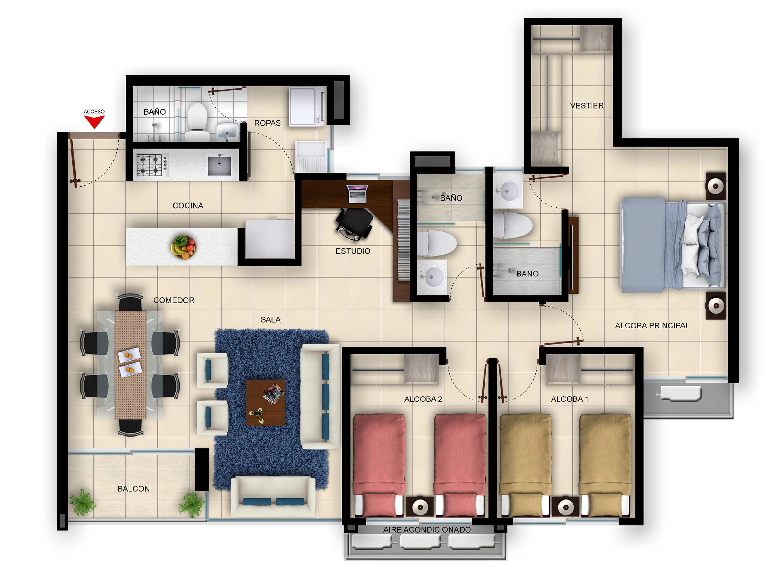 Proyectos Vivienda Nueva Bolonia Apartamento en venta Atlántico Barranquilla Miramar 97 m2 Habitaciones 0 Baños 3 Garajes 1 Precio $543577000