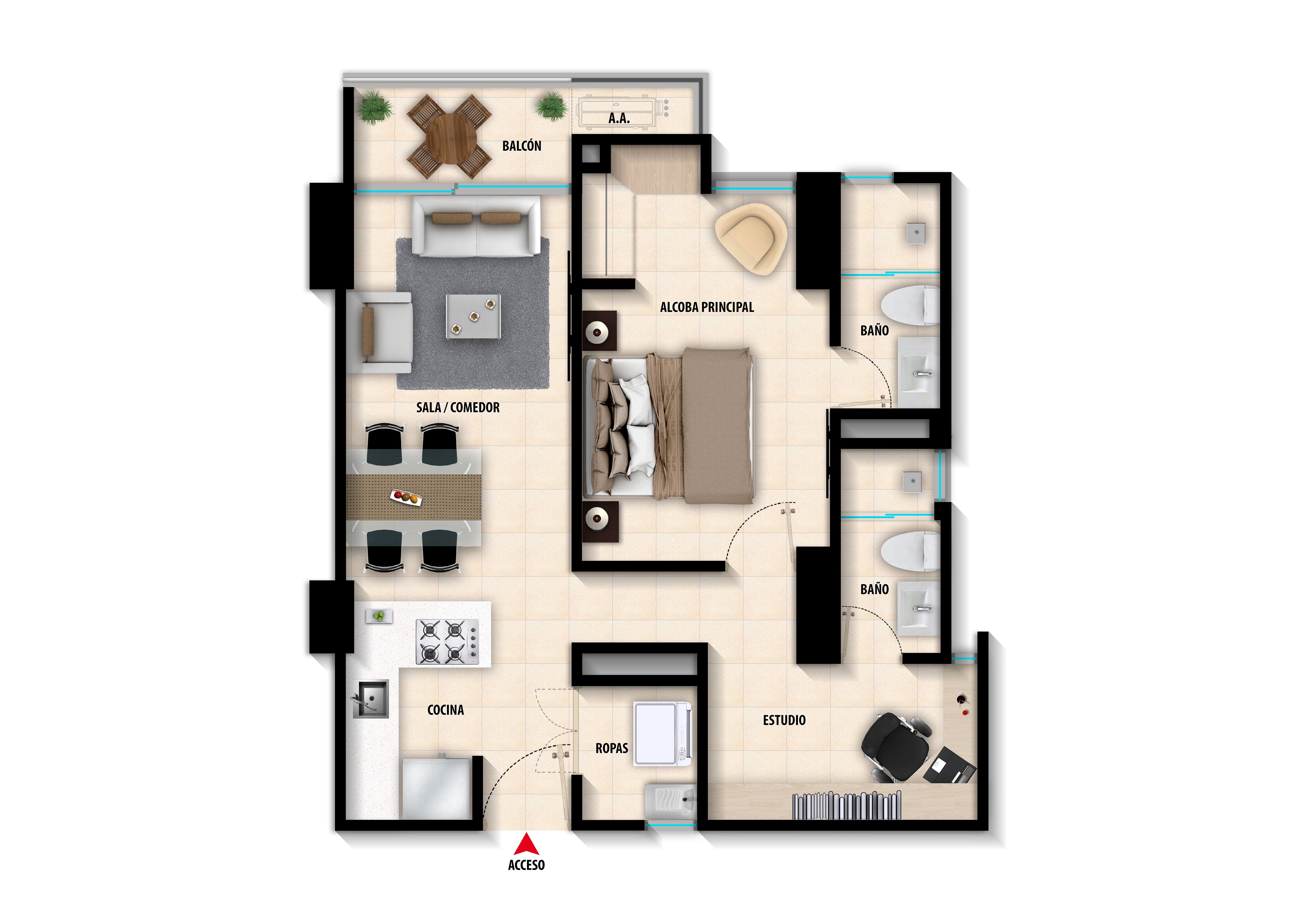 Proyectos Vivienda Nueva Citycenter Apartamento en venta Santander Bucaramanga Otros 55 m2 Habitaciones 1 Baños 1 Garajes 1 Precio $475916000