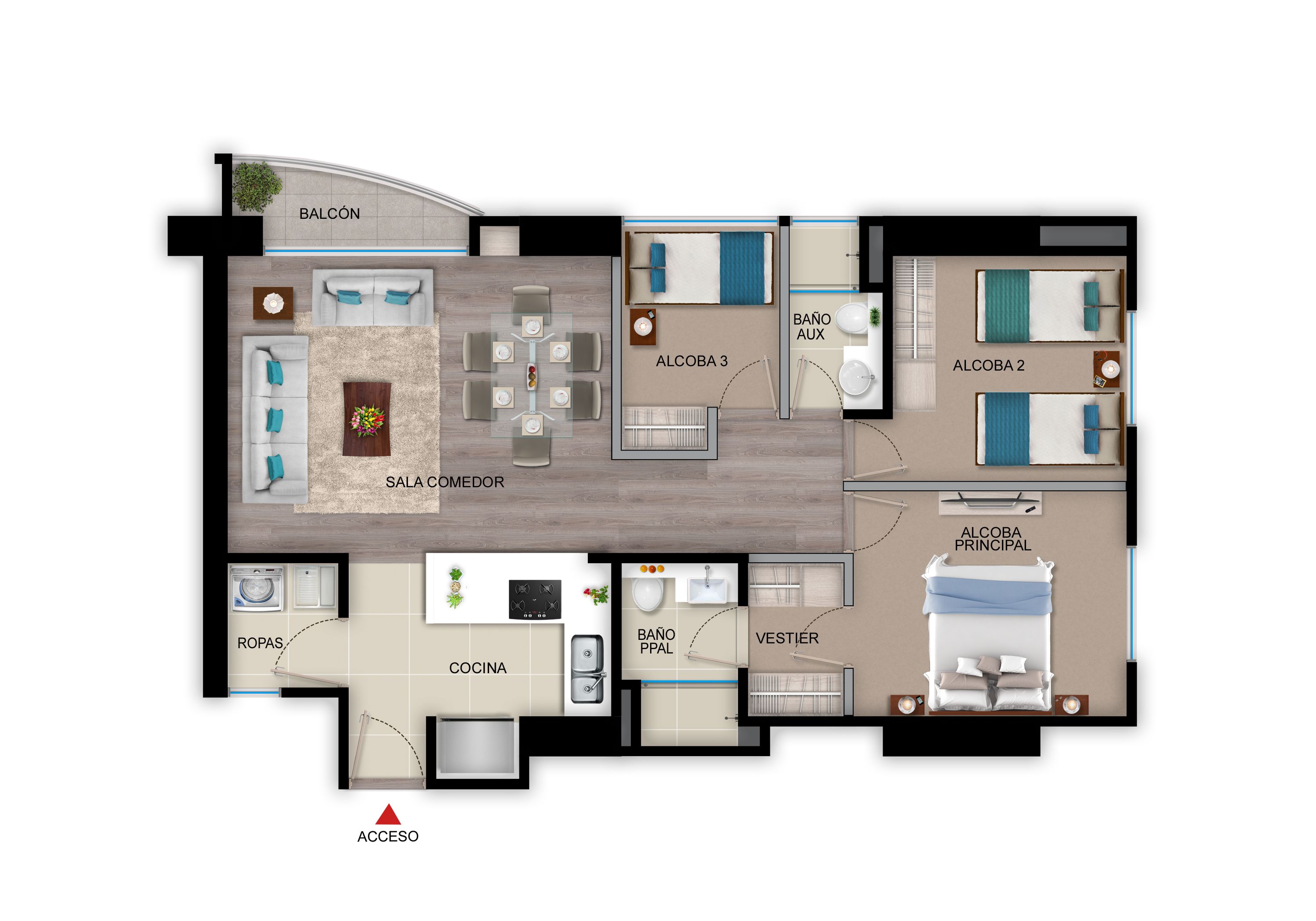 Proyectos Vivienda Nueva Baviera Apartamento en venta Cundinamarca Bogotá San José De Bavaria 65 m2 Habitaciones 2 Baños 2 Garajes 1 Precio $681506000