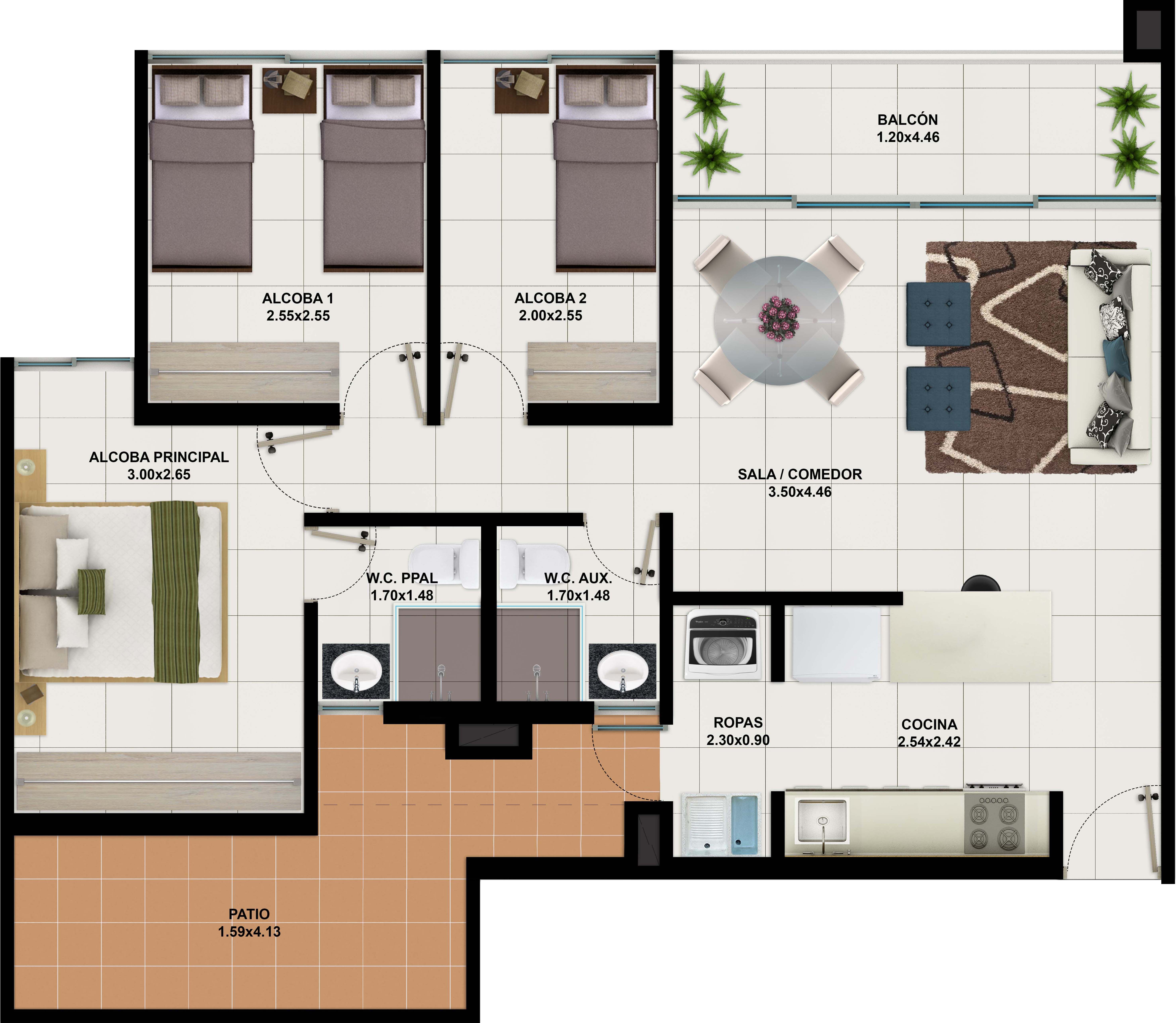 Proyectos Entrega Inmediata Siena Apartamento en venta Atlántico Barranquilla Miramar - Cr Siena 72 m2 Habitaciones 3 Baños 2 Garajes 0 Precio $433046000