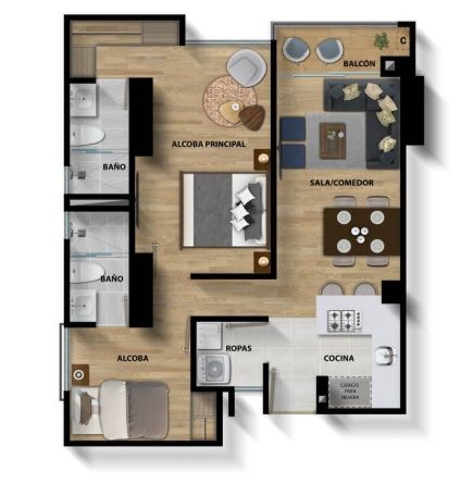 Proyectos Vivienda Nueva Ciudad La Salle Montpellier Apartamento en venta Cundinamarca Bogotá La Salle 62 m2 Habitaciones 2 Baños 2 Garajes 0 Precio $549910000