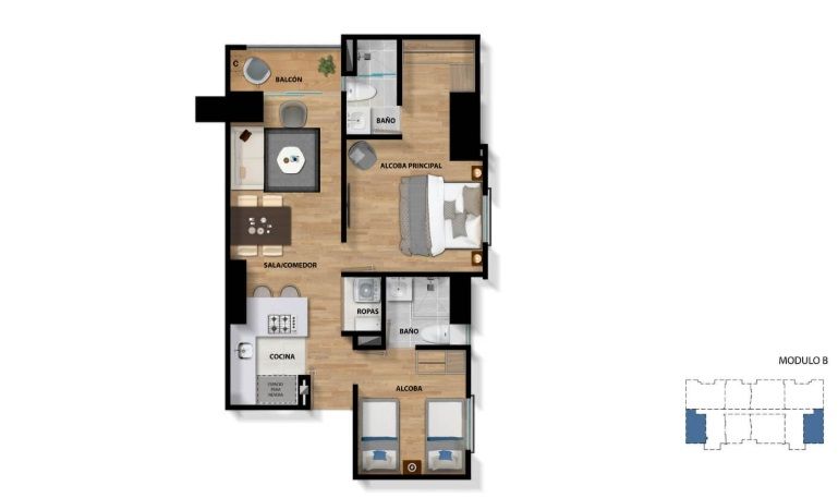 Proyectos Vivienda Nueva Ciudad La Salle Montpellier Apartamento en venta Cundinamarca Bogotá La Salle 56 m2 Habitaciones 2 Baños 2 Garajes 0 Precio $508228000