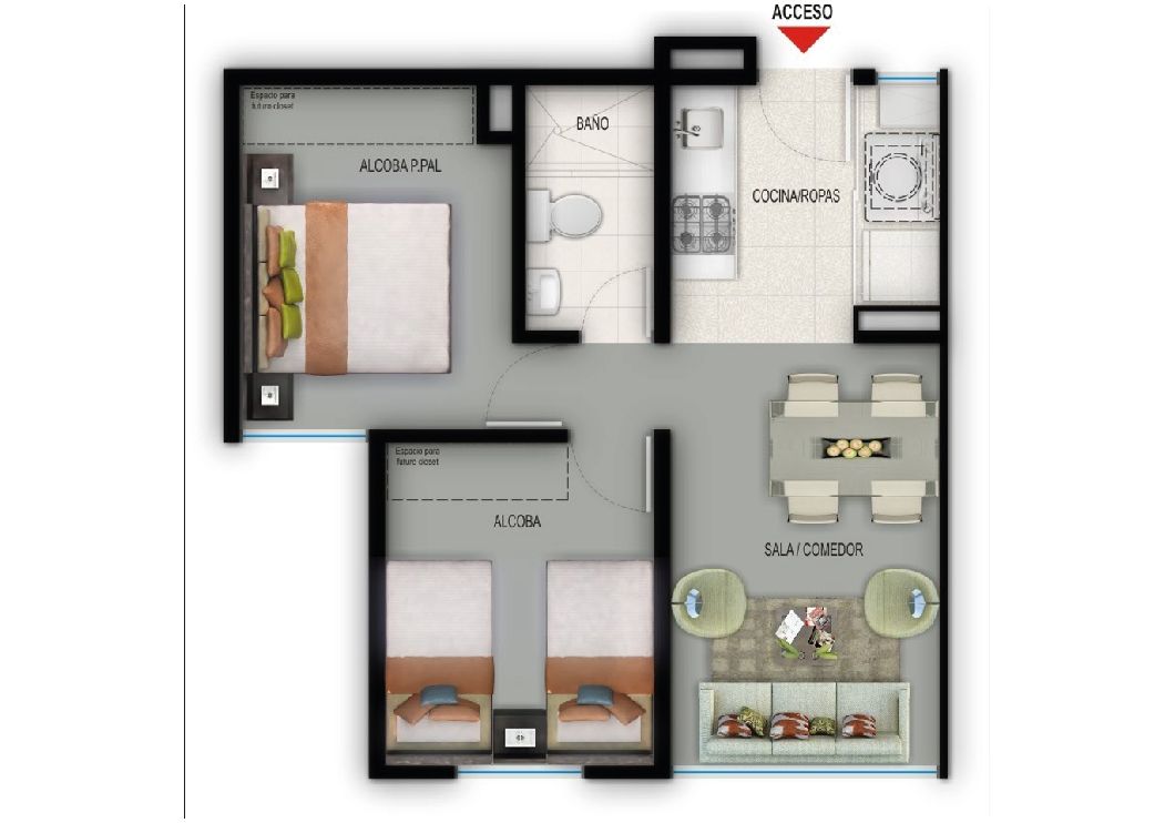 en undefined Undefined Undefined Undefined 40 m2 Habitaciones 2 Baños 1 Precio $228776000