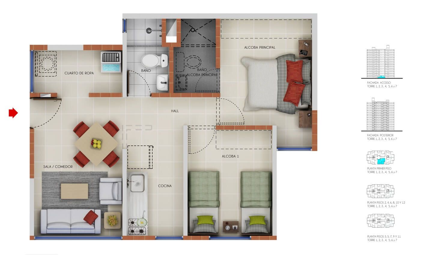 Proyectos Vivienda Nueva Bulevar Del Puente Apartamento en venta Santander Piedecuesta Paseo Del Puente Ii 46 m2 Habitaciones 2 Baños 2 Garajes 0 Precio $213525000