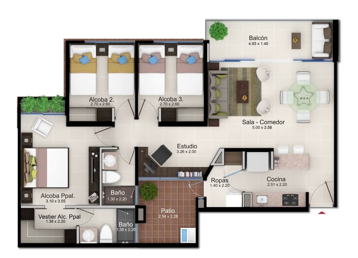 Proyectos Vivienda Nueva Serranía Del Hato Apartamento en venta Santander Piedecuesta Río Del Hato 90 m2 Habitaciones 3 Baños 2 Garajes 0 Precio $501814000