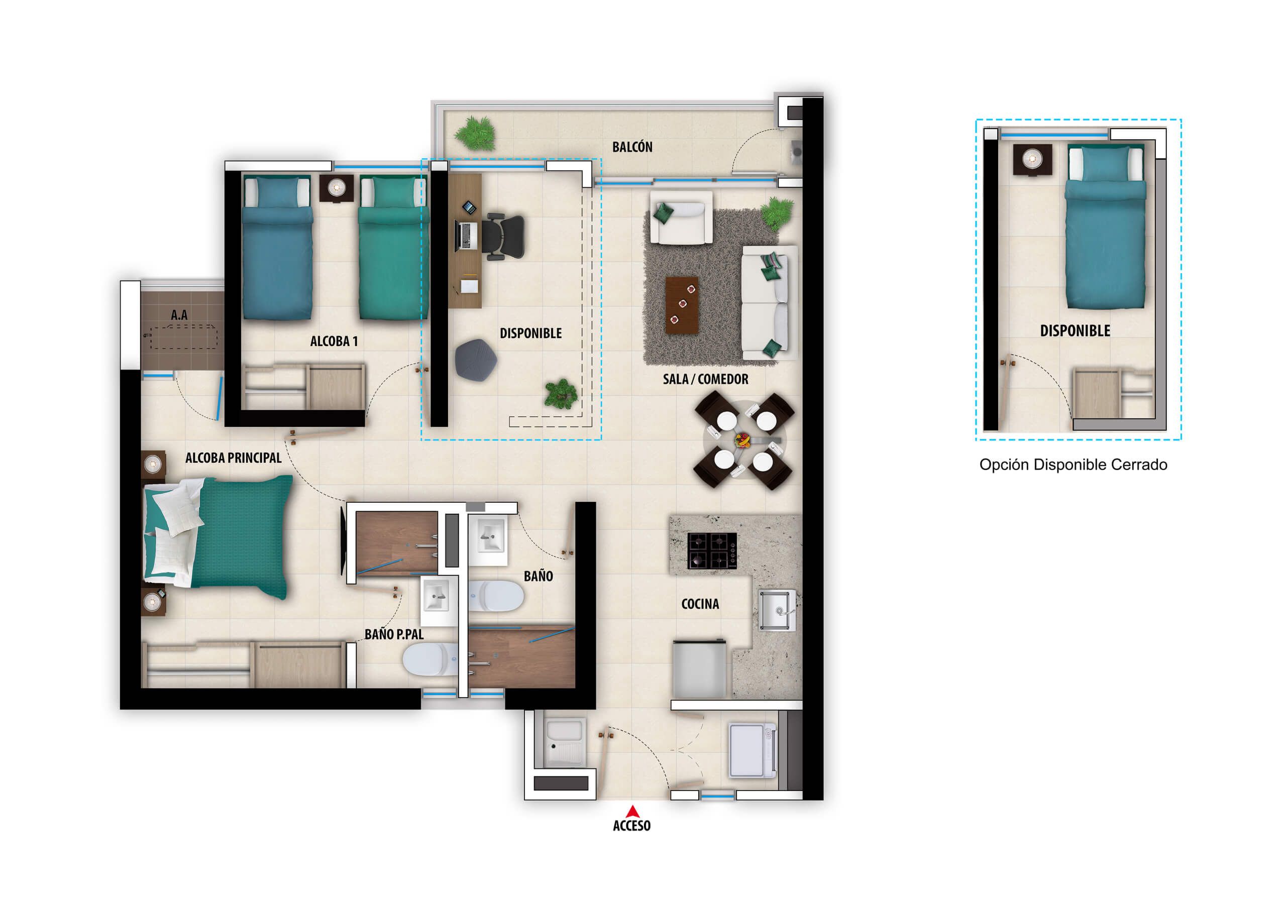 Proyectos Vivienda Nueva Country Living Apartamento en venta Santander Floridablanca Cañaveral Country 64 m2 Habitaciones 2 Baños 2 Garajes 0 Precio $419370000