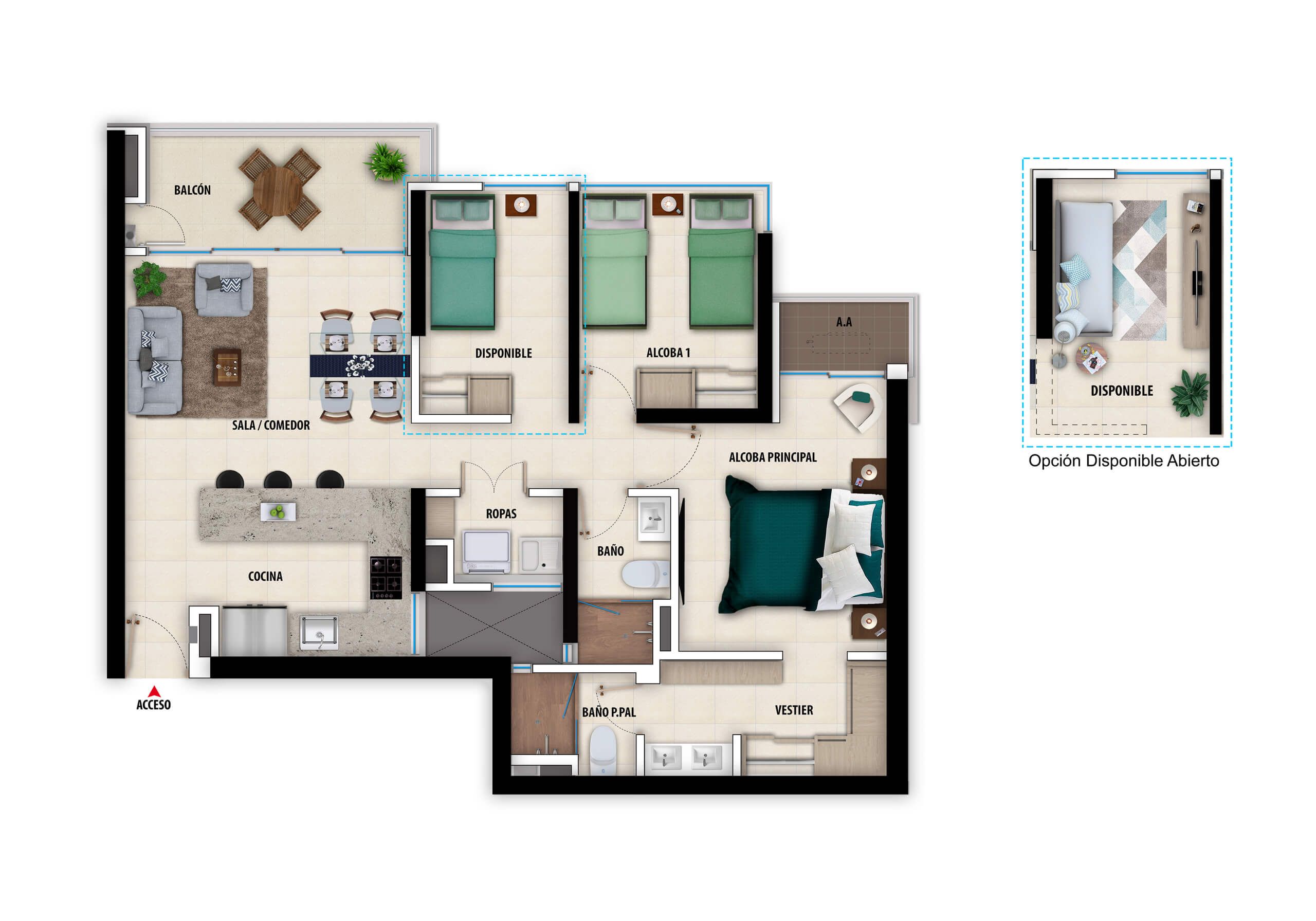 Comprar Exterior Country Living Apartamento en venta Santander Floridablanca Cañaveral Country 70 m2 Habitaciones 2 Baños 2 Garajes 0 Precio $454777000