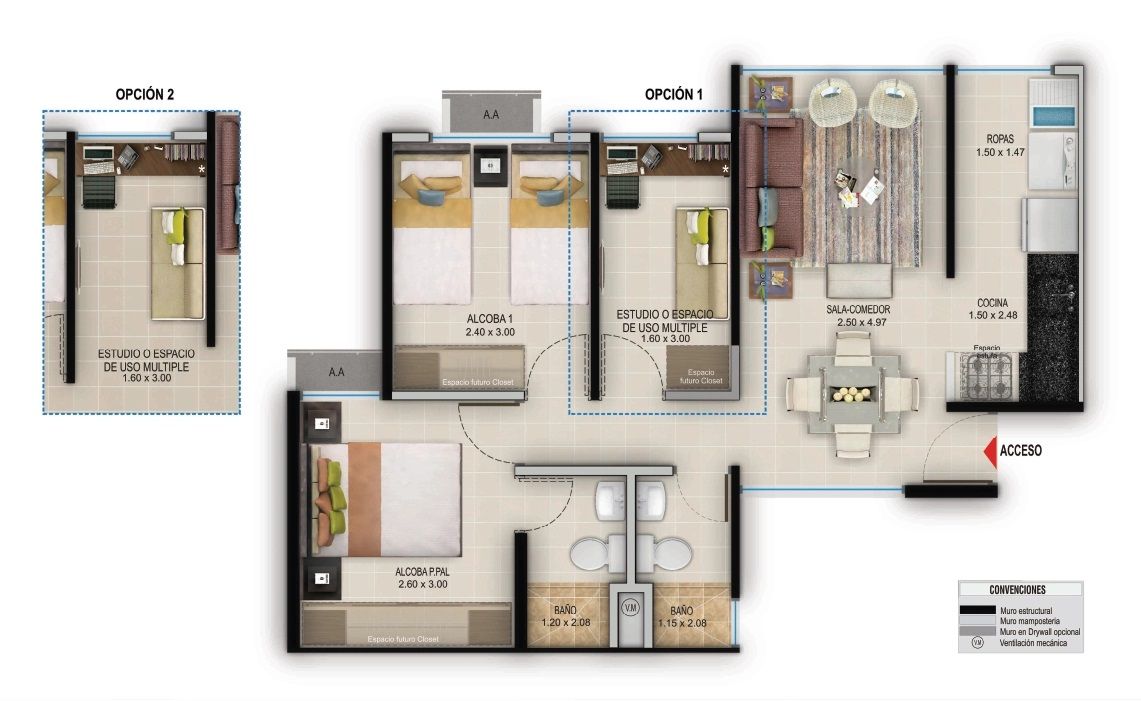 Proyectos Entrega Inmediata Brisas Del Jardin Apartamento en venta Bolívar Cartagena Cartagena 53 m2 Habitaciones 2 Baños 2 Garajes 0 Precio $195000000