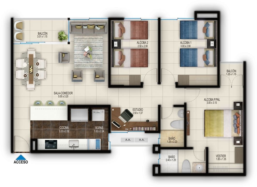 Proyectos Vivienda Nueva Fiorentti Apartamento en venta Bolívar Cartagena Cartagena 84 m2 Habitaciones 3 Baños 2 Garajes 0 Precio $467502000