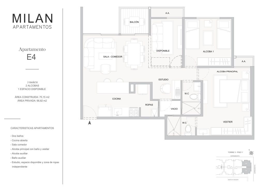 Proyectos Vivienda Nueva Milán Apartamento en venta Bolívar Cartagena Cartagena 75 m2 Habitaciones 2 Baños 2 Garajes 0 Precio $414705000