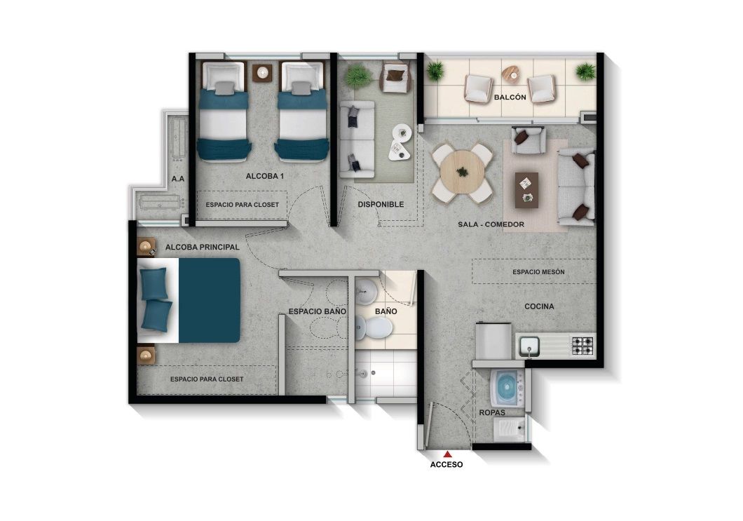 Proyectos Sobre Planos Riverblue Apartamento en venta Atlántico Barranquilla Otros 50 m2 Habitaciones 2 Baños 2 Garajes 0 Precio $227420000