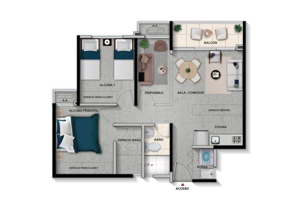 Proyectos Sobre Planos Riverblue Apartamento en venta Atlántico Barranquilla Otros 51 m2 Habitaciones 2 Baños 2 Garajes 0 Precio $253600000