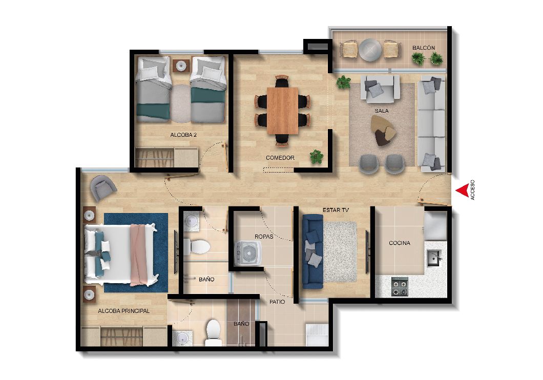 en undefined Undefined Undefined Undefined 61 m2 Habitaciones 2 Baños 2 Precio $328356000