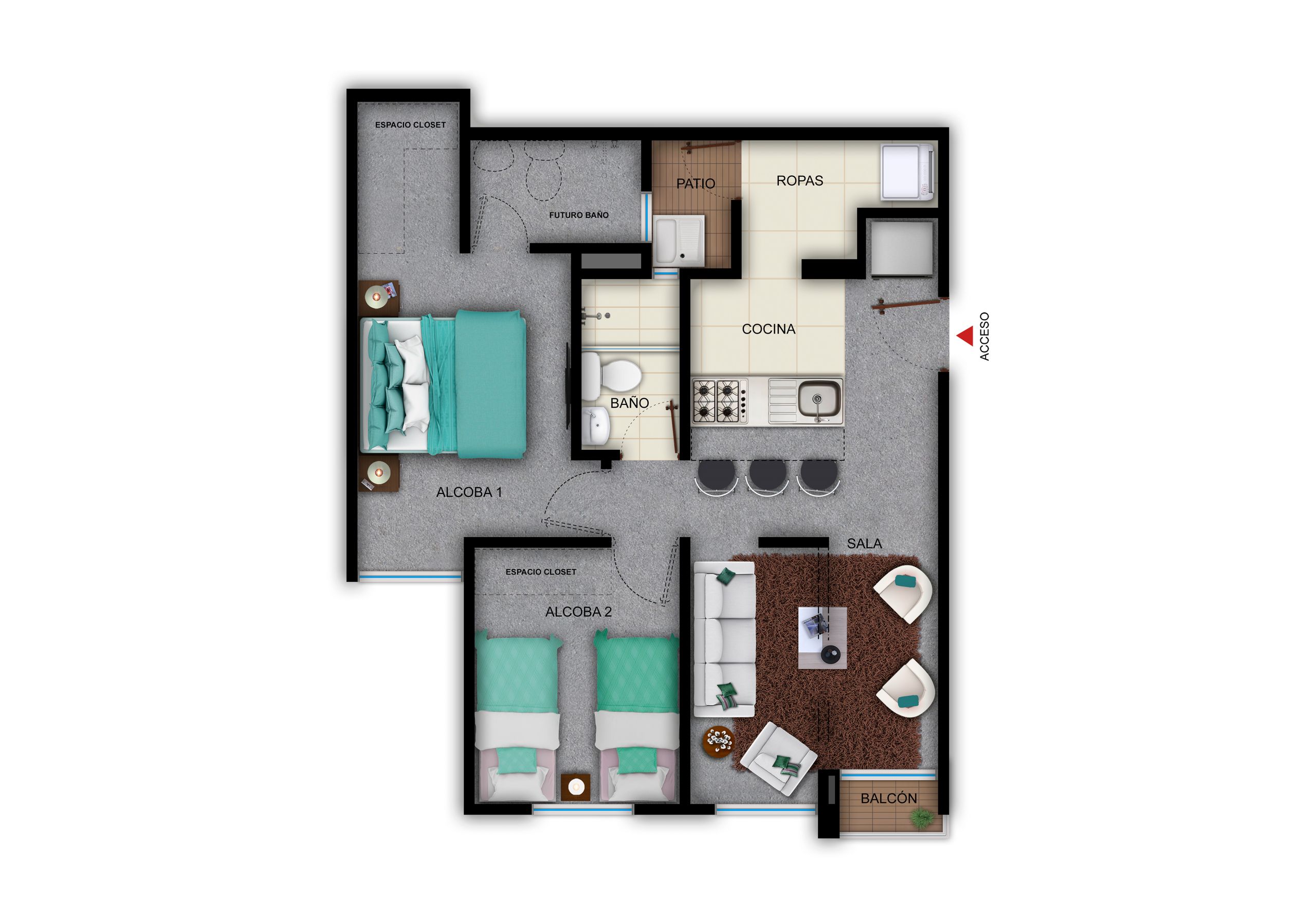 en undefined Undefined Undefined Undefined 44 m2 Habitaciones 2 Baños 2 Precio $195000000