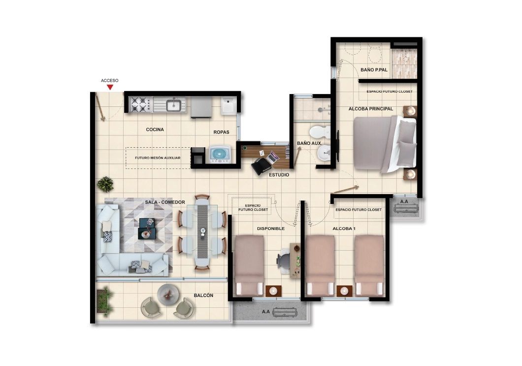 Ciudad Del Parque Tayrona Ii - Apartamentos Apartamento en venta Atlántico Soledad Otros 66 m2 Habitaciones 2 Baños 2 Garajes 0 Precio $230600000