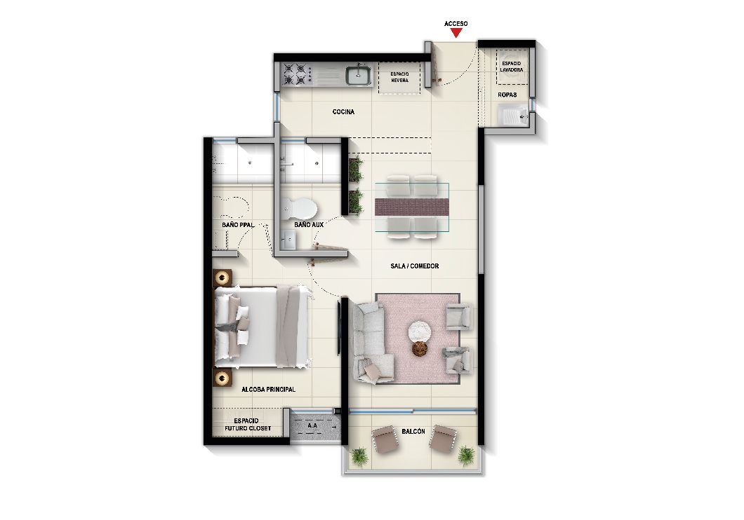 Ciudad Del Parque - Los Flamencos Apartamento en venta Atlántico Soledad Otros 42 m2 Habitaciones 1 Baños 2 Garajes 0 Precio $240293000