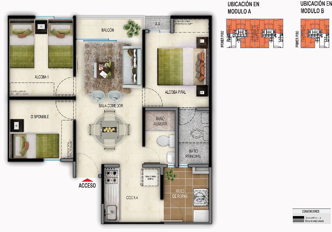 Ciudad Del Parque Salamanca Apartamento en venta Atlántico Soledad Otros 37 m2 Habitaciones 1 Baños 2 Garajes 0 Precio $132600000