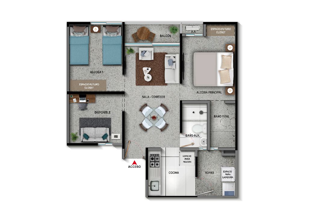 Ciudad Del Parque - El Cocuy Apartamento en venta Atlántico Soledad Otros 52 m2 Habitaciones 2 Baños 2 Garajes 0 Precio $176170000